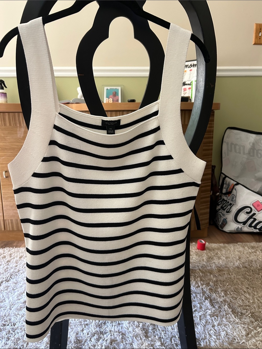 Anntaylor Factort & White Striped Knit Tank Top